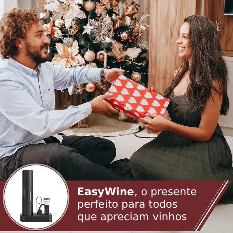 EasyWine - Kit Saca-Rolhas Elétrico com Aerador, Rolha, Cortador de Rótulo e Abridor de Garrafas Recarregável