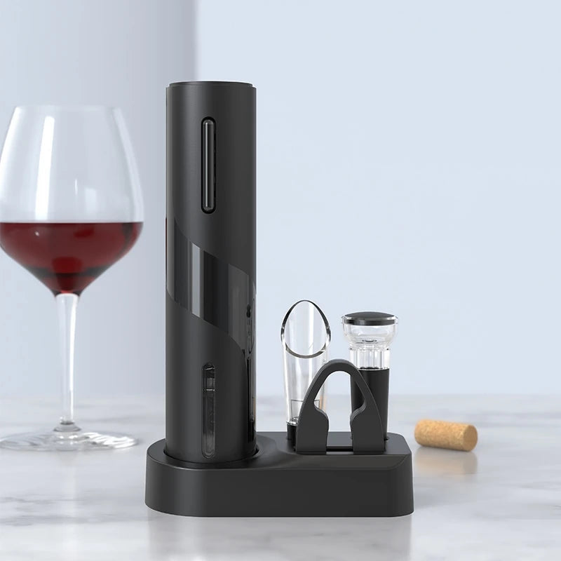 EasyWine - Kit Saca-Rolhas Elétrico com Aerador, Rolha, Cortador de Rótulo e Abridor de Garrafas Recarregável